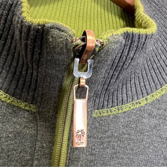 Tommy Bahama Reversible Grey Green 1/4 Zip Pullover Sweater  Size Medium - Picture 5 of 13